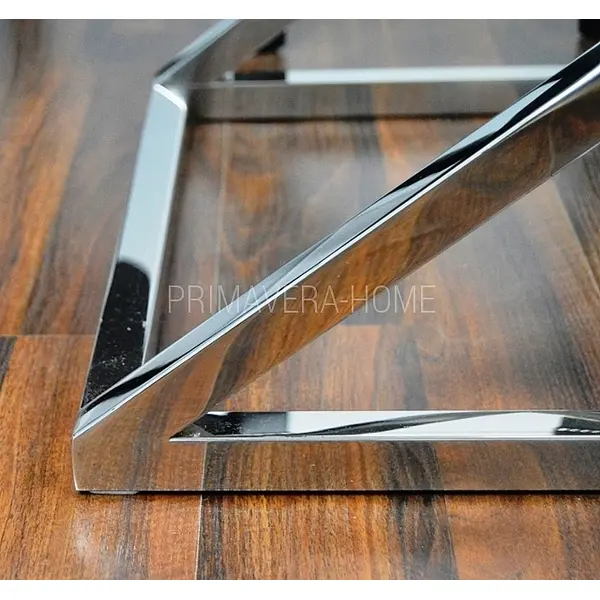 Stolik kawowy glamour stal nierdzewna szklany srebrny CRISS CROSS M