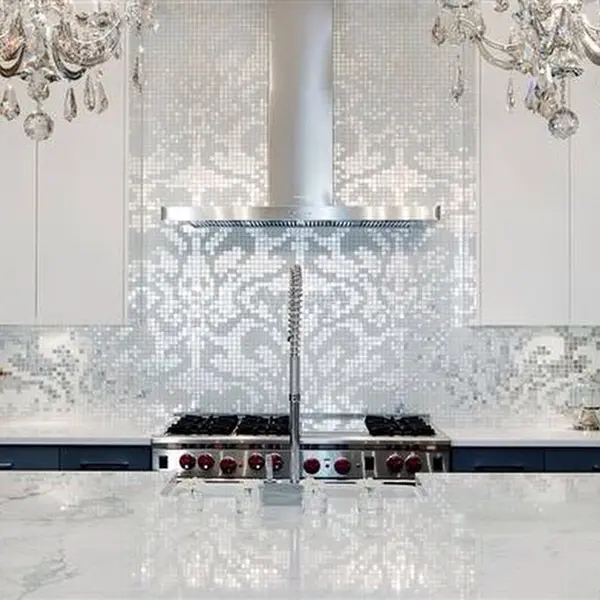 Glass mosaic Damano Binoro white and silver Silver