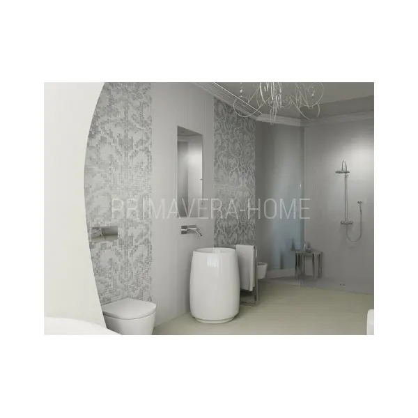 Glass mosaic Damano Binoro white and silver Silver