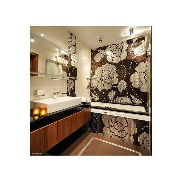 Glass mosaic winter Flowers Oro Nero brown 