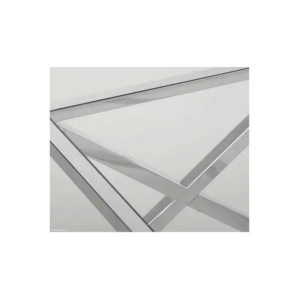 Ława Stolik Kawowy glamour stal nierdzewna ze szklanym blatem srebrny NEW YORK