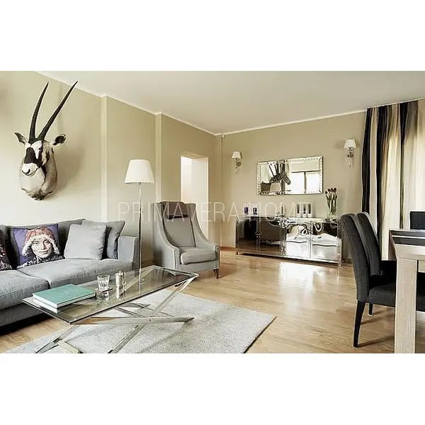 Ława Stolik Kawowy glamour stal nierdzewna ze szklanym blatem srebrny NEW YORK