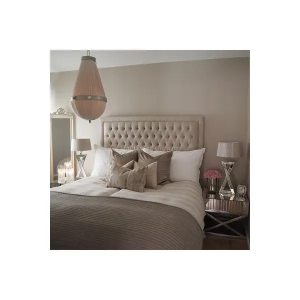 Łóżko glamour tapicerowane pikowane chesterfield, nowojorskie szare, białe MODERN