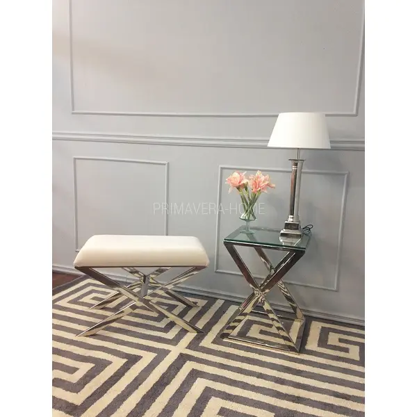 Pufa srebrna stal nierdzewna CRISS CROSS