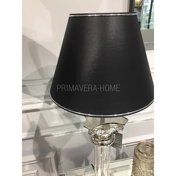 Abażur czarny ze srebrną lamówką 35 cm