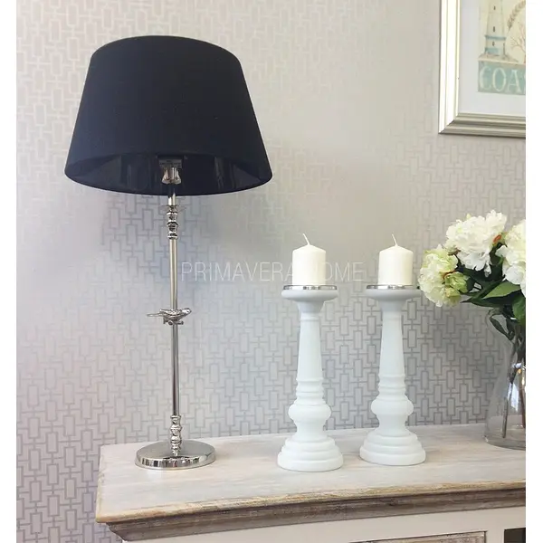 WIKA candlestick white patina glass