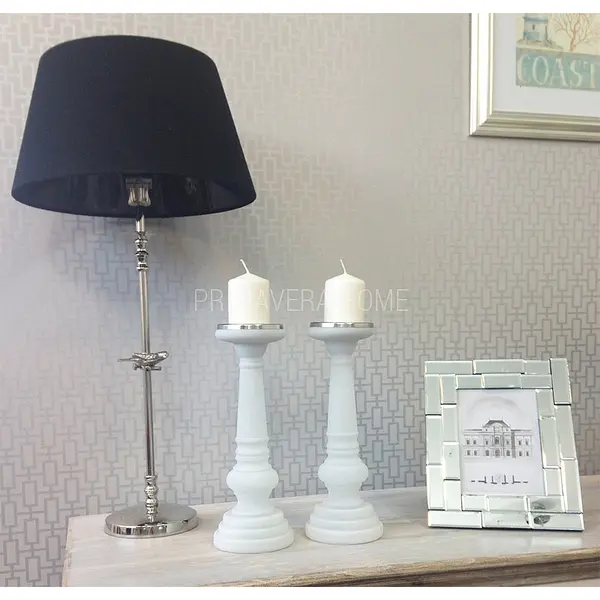 WIKA candlestick white patina glass