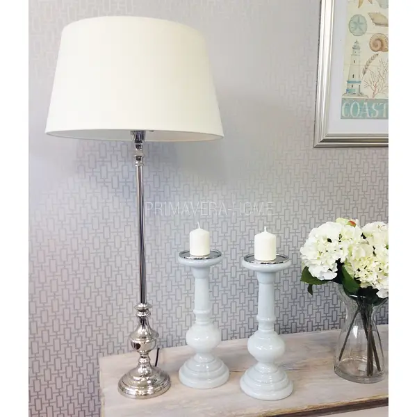 WIKA candlestick white patina glass