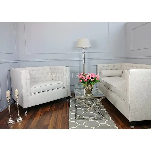 CRISS CROSS S Silver Glass Stainless Steel Coffee Tables KIT