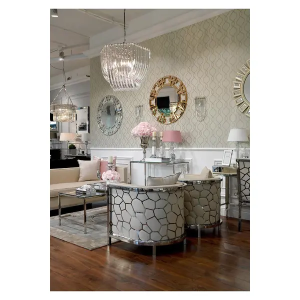 GEOMETRIC RESOURCE New York style geometric wallpaper American style WHITE GREY SILVER SILVER