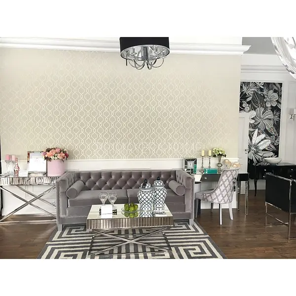 GEOMETRIC RESOURCE New York style geometric wallpaper American style WHITE GREY SILVER SILVER