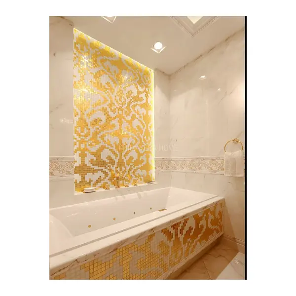 Glass mosaic Damano Gioro Giallo gold, white