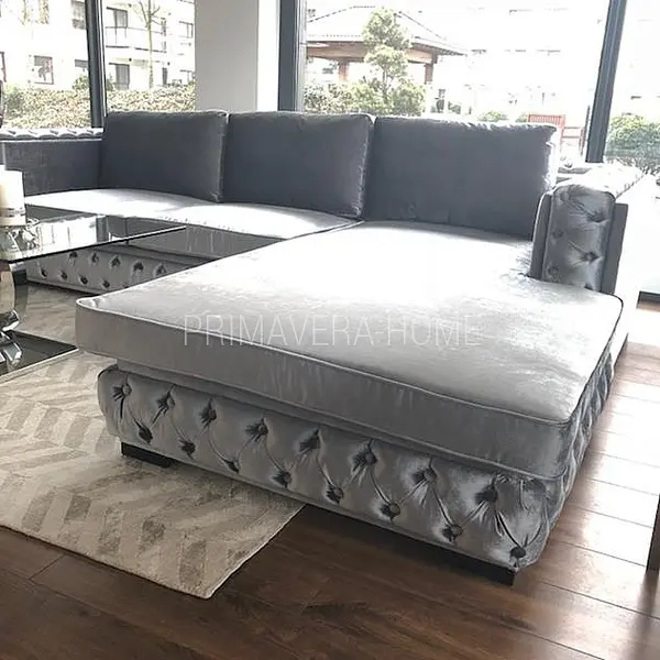Modern corner sofa for living room, quilted, glamorous, sofa bed, New York QUEEN