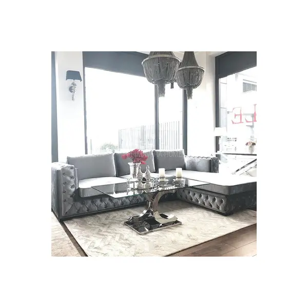 Modern corner sofa for living room, quilted, glamorous, sofa bed, New York QUEEN