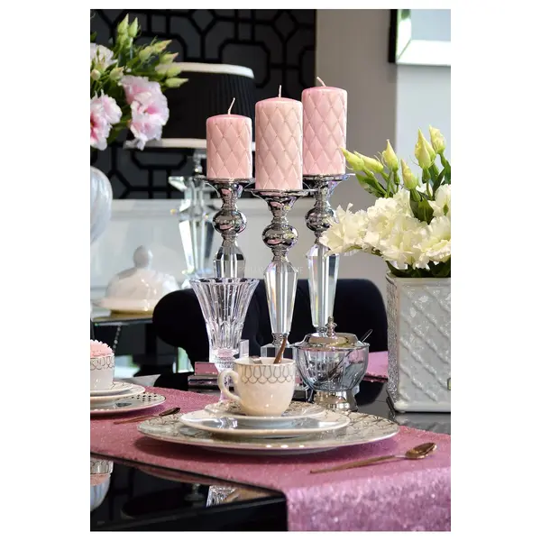 Świecznik kryształowy na postumencie w stylu glamour L FLAVIO