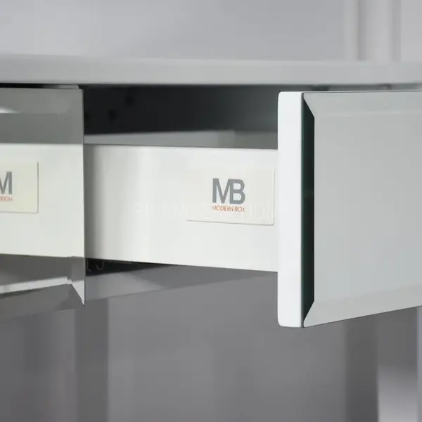 Konsola glamour lustrzana ELEGANCE, toaletka nowojorska z szufladami, biała