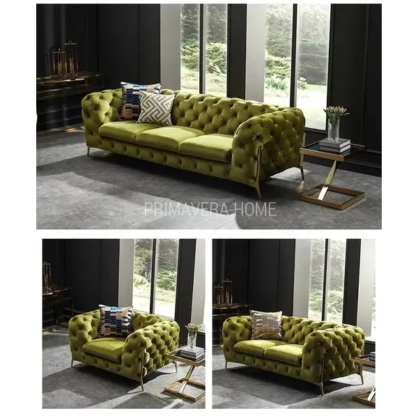 Luksusowy fotel pikowany do salonu nowoczesny glamour złoty DIVA