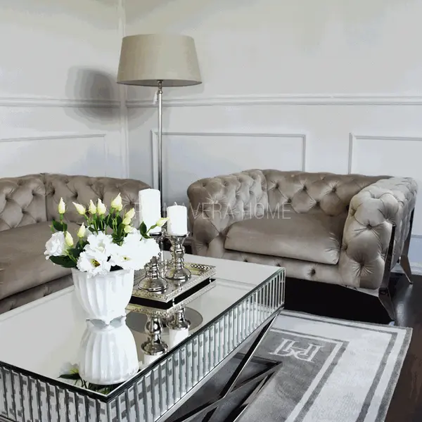 Luksusowy fotel pikowany do salonu nowoczesny glamour złoty DIVA