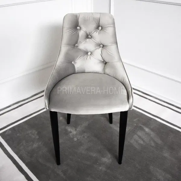 Krzesło glamour nowoczesne do jadalni, drewniane, loft, pikowane, wygodne, nowojorskie, z okrągłymi nogami IMOLA