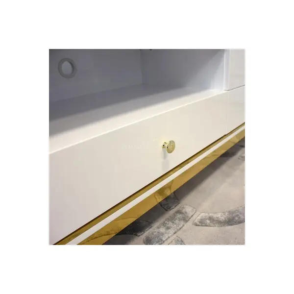 Komoda RTV glamour wysoki połysk biało złota luksusowa klasyczna Lorenzo L Gold