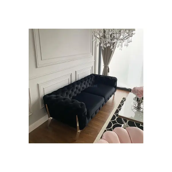 DIVA SILVER modern glamour black silver New York upholstered sofa