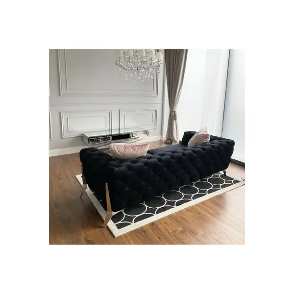 DIVA SILVER modern glamour black silver New York upholstered sofa