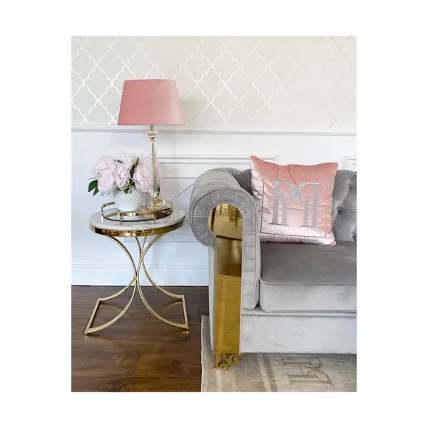 Stolik glamour pomocniczy boczny, nocny biały marmur ALICE GOLD