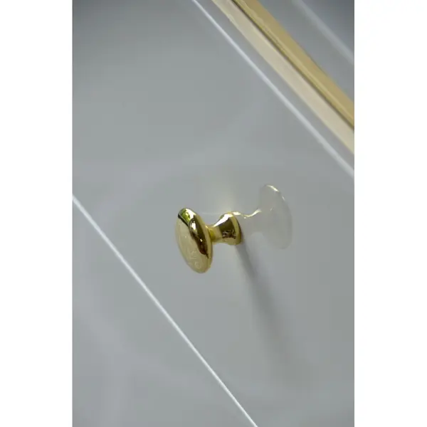 Szafka nocna glamour lakierowana wysoki połysk biało złota do sypialni Lorenzo S Gold