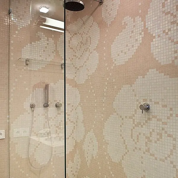 Mozaika Szklana kwiaty Winter Flowers Rosa Pesca biała, różowa