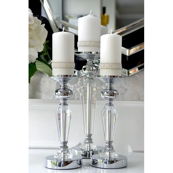 Crystal candlestick on silver pedestal FLAVIO O L