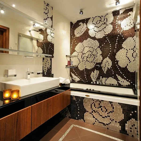 Glass mosaic winter Flowers Oro Nero brown 