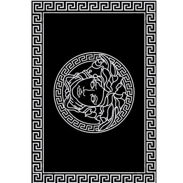 Nowoczesny dywan z greckim wzorem czarny biały  MEDUSA