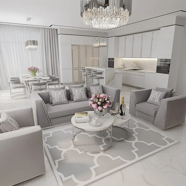 Modern Moroccan clover rug, gray MAROC