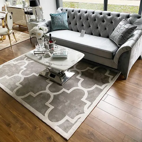 Modern Moroccan clover rug, gray MAROC