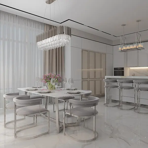 MARCO modern grey silver upholstered glamour chair for living and dining room