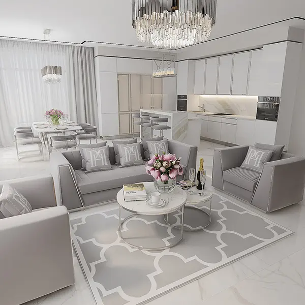 MARCO modern grey silver upholstered glamour chair for living and dining room