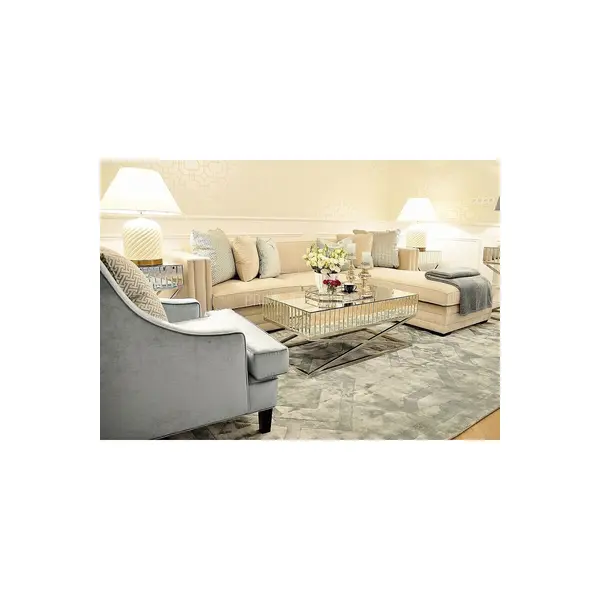 Ekskluzywny narożnik rozkładany złoty wygodna kanapa narożna z funkcją spania BIANKA