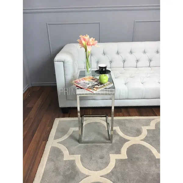 Ekskluzywna sofa 3 osobowa z pikowaniem aksamitna kanapa na wysokich nogach PAOLA