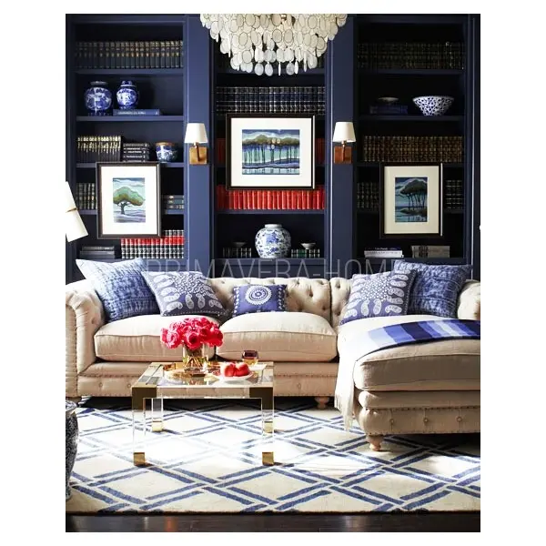 Luksusowy skórzany narożnik pikowany z funkcją spania CHESTERFIELD