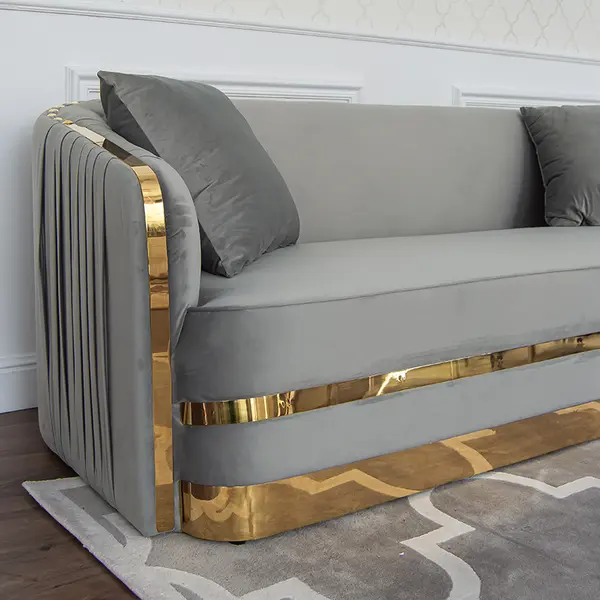 MADONNA elegant and modern grey gold glamour New York-style upholstered sofa for living room