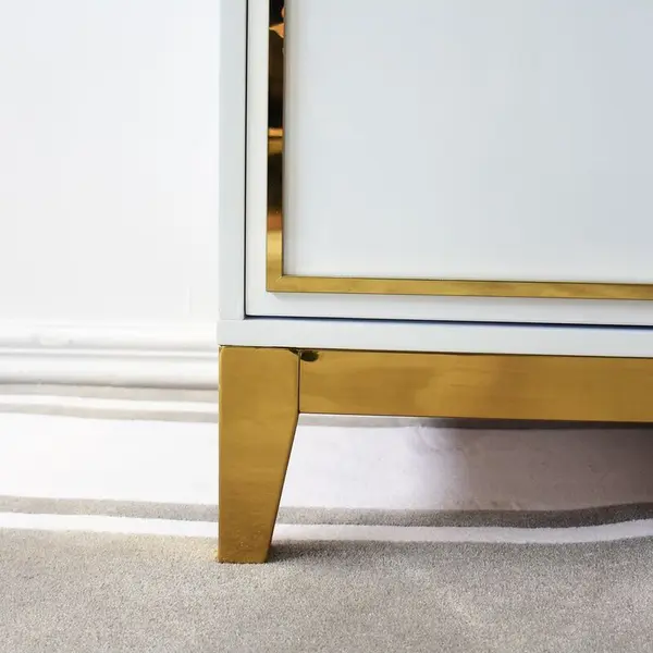 Komoda glamour stylowa nowoczesna  lakierowana luksusowa LORENZO drewniana biała złota