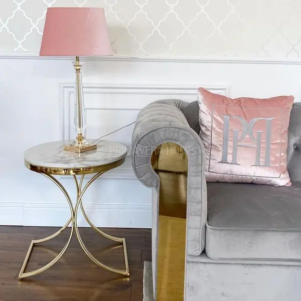 Stolik glamour pomocniczy boczny, nocny biały marmur ALICE GOLD