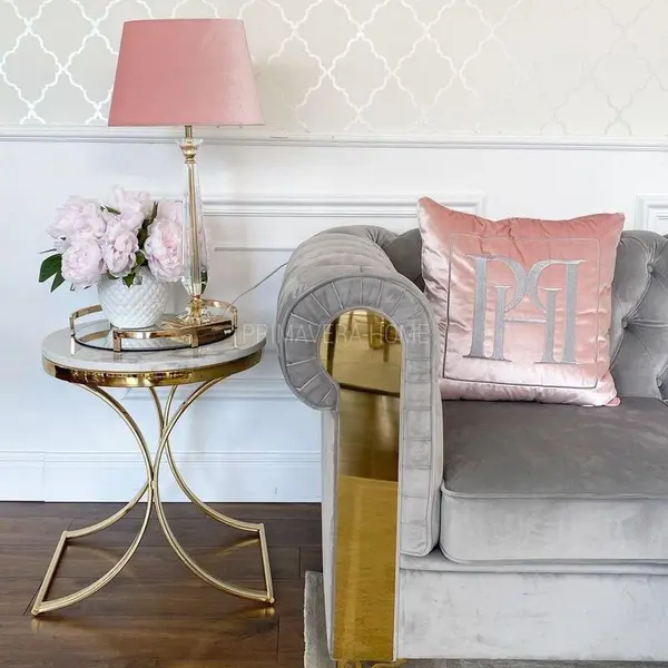 Stolik glamour pomocniczy boczny, nocny biały marmur ALICE GOLD