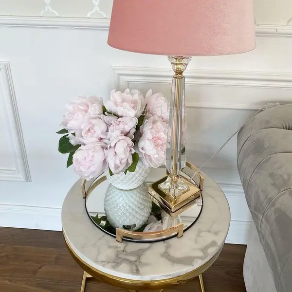 Stolik glamour pomocniczy boczny, nocny biały marmur ALICE GOLD