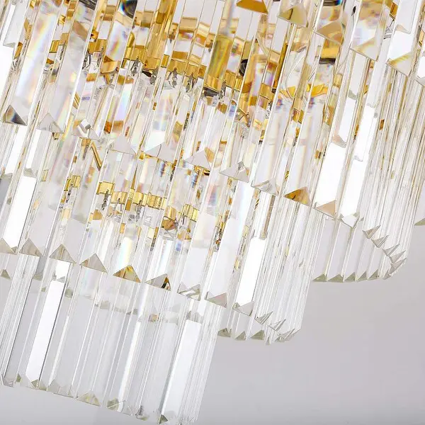 Żyrandol złoty GLAMOUR 50 cm kryształowy okrągły, nowoczesny, lampa wisząca