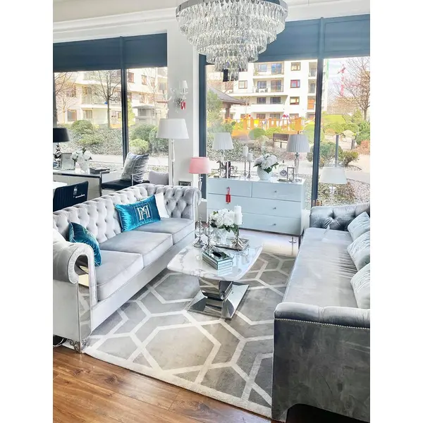 Modern Moroccan clover rug, gray MAROC