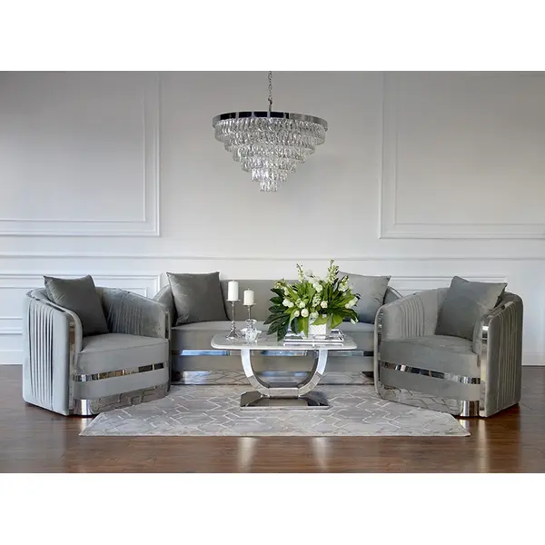 MADONNA Elegant and modern silver grey glamour upholstered sofa