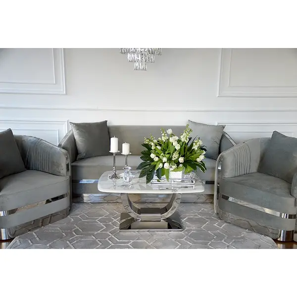 MADONNA Elegant and modern silver grey glamour upholstered sofa