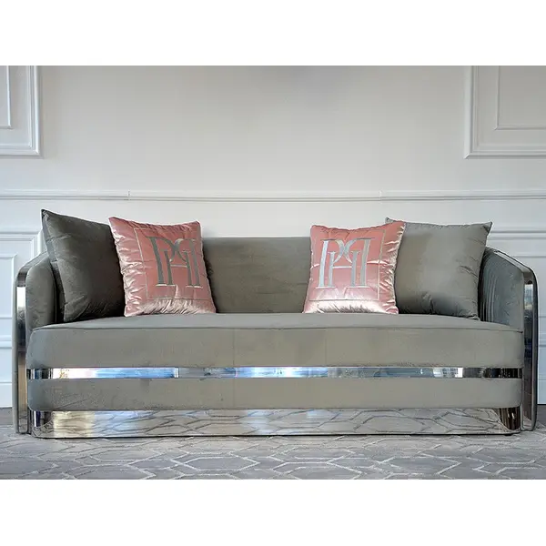 MADONNA Elegant and modern silver grey glamour upholstered sofa