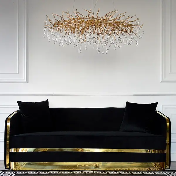 MADONNA modern black gold glamour New York-style upholstered sofa for living room